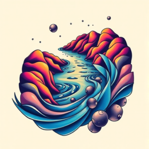 Gradient Color River Tattoo