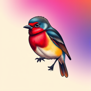 Gradient Color Robin Tattoo