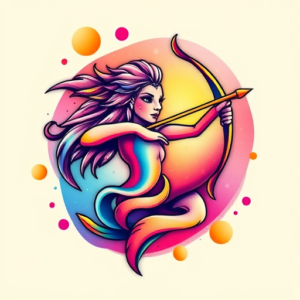 Gradient Color Sagittarius Tattoo