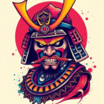 Gradient Color Samurai Tattoo