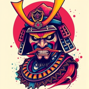 Gradient Color Samurai Tattoo