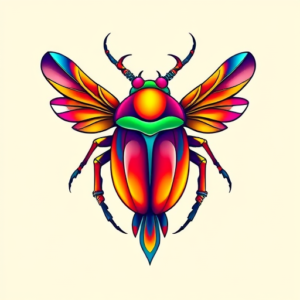 Gradient Color Scarab Tattoo