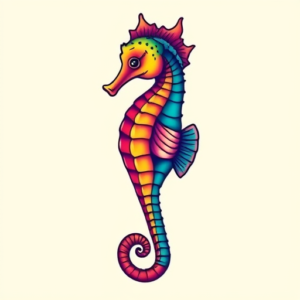 Gradient Color Seahorse Tattoo