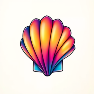 Gradient Color Seashell Tattoo