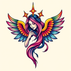 Gradient Color Seraphim Tattoo