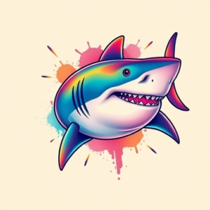 Gradient Color Shark Tattoo