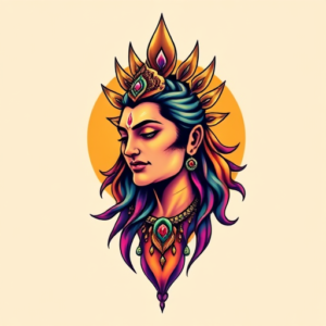Gradient Color Shiva Tattoo
