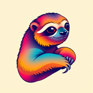 Gradient Color Sloth Tattoo