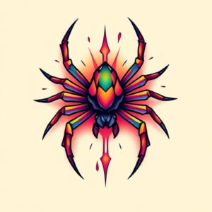 Gradient Color Spider Tattoo