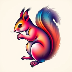 Gradient Color Squirrel Tattoo