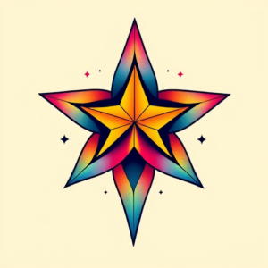 Gradient Color Star Tattoo