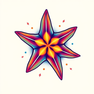 Gradient Color Starfish Tattoo