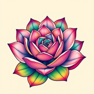 Gradient Color Succulent Tattoo