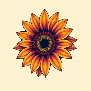 Gradient Color Sunflower Tattoo