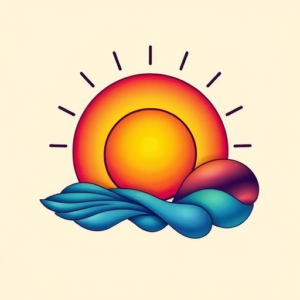 Gradient Color Sunrise Tattoo