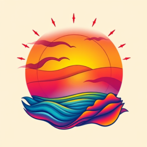 Gradient Color Sunset Tattoo