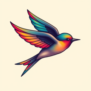 Gradient Color Swallow Tattoo