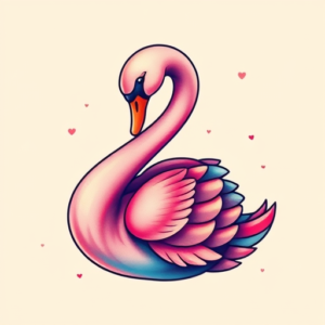 Gradient Color Swan Tattoo