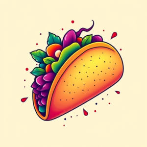 Gradient Color Taco Tattoo
