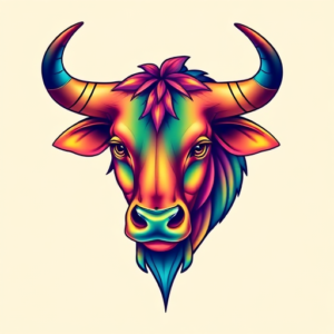 Gradient Color Taurus Tattoo