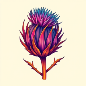 Gradient Color Thistle Tattoo