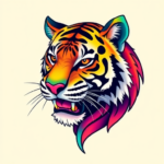 Gradient Color Tiger Tattoo