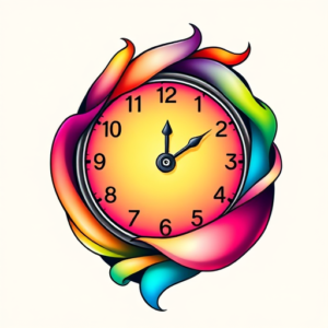 Gradient Color Time Tattoo