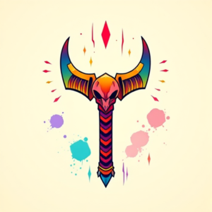 Gradient Color Tomahawk Tattoo