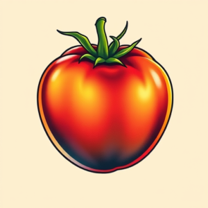 Gradient Color Tomato Tattoo