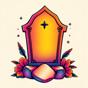 Gradient Color Tombstone Tattoo
