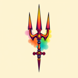 Gradient Color Trident Tattoo