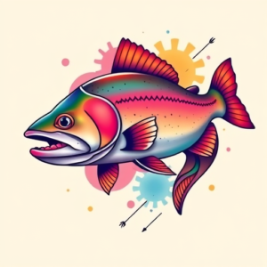 Gradient Color Trout Tattoo
