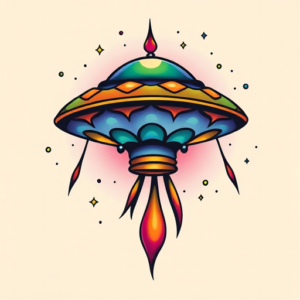 Gradient Color Ufo Tattoo