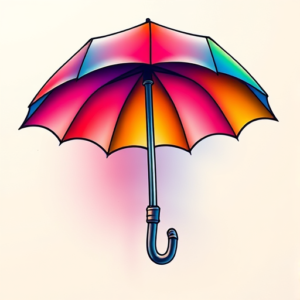 Gradient Color Umbrella Tattoo