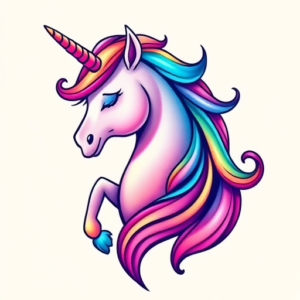 Gradient Color Unicorn Tattoo