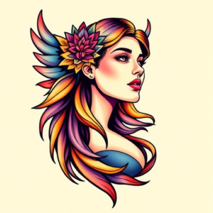 Gradient Color Valkyrie Tattoo