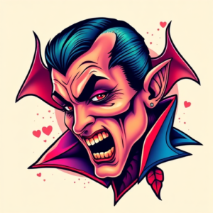 Gradient Color Vampire Tattoo