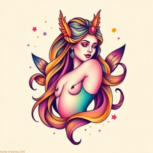 Gradient Color Venus Tattoo