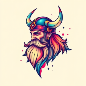 Gradient Color Viking Tattoo