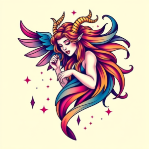 Gradient Color Virgo Tattoo