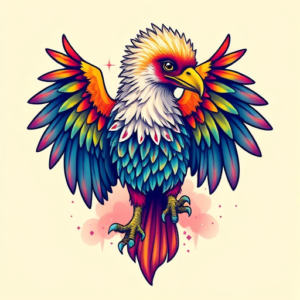 Gradient Color Vulture Tattoo