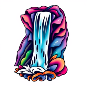 Gradient Color Waterfall Tattoo