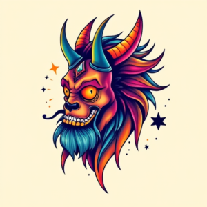 Gradient Color Wendigo Tattoo