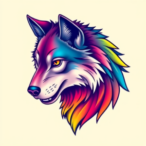 Gradient Color Werewolf Tattoo