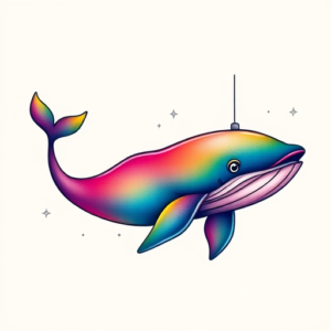Gradient Color Whale Tattoo