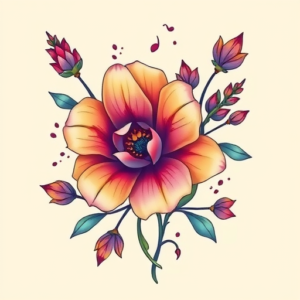 Gradient Color Wildflower Tattoo