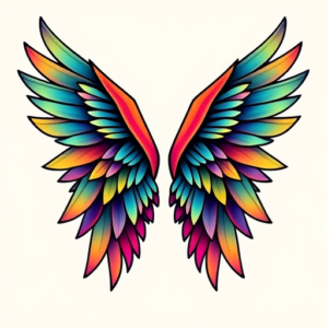 Gradient Color Wings Tattoo