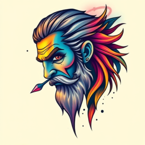 Gradient Color Witcher Tattoo