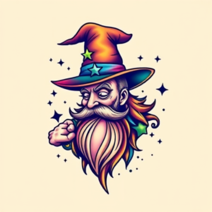Gradient Color Wizard Tattoo