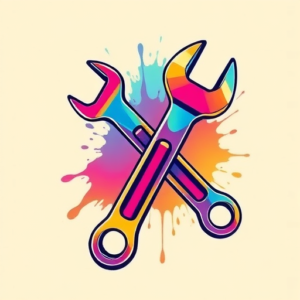 Gradient Color Wrench Tattoo